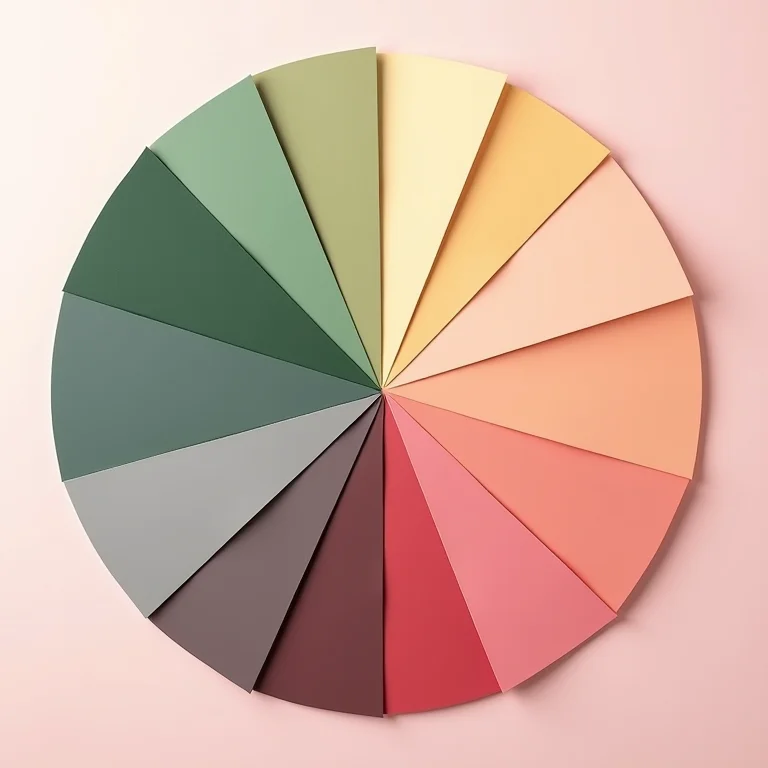 Roda de cores com combinações para sofá rosa.