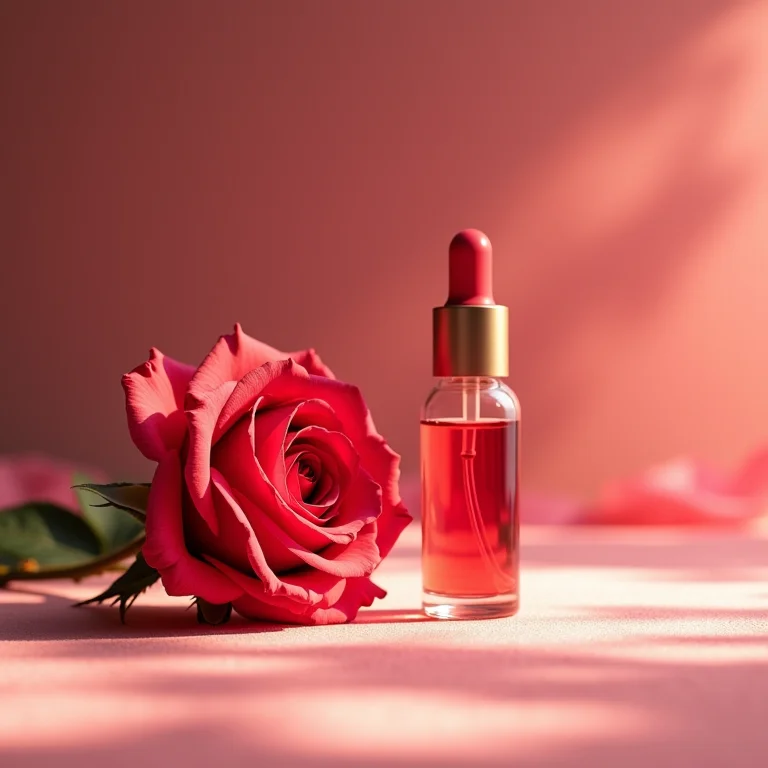 Rosa e óleo essencial para feminilidade