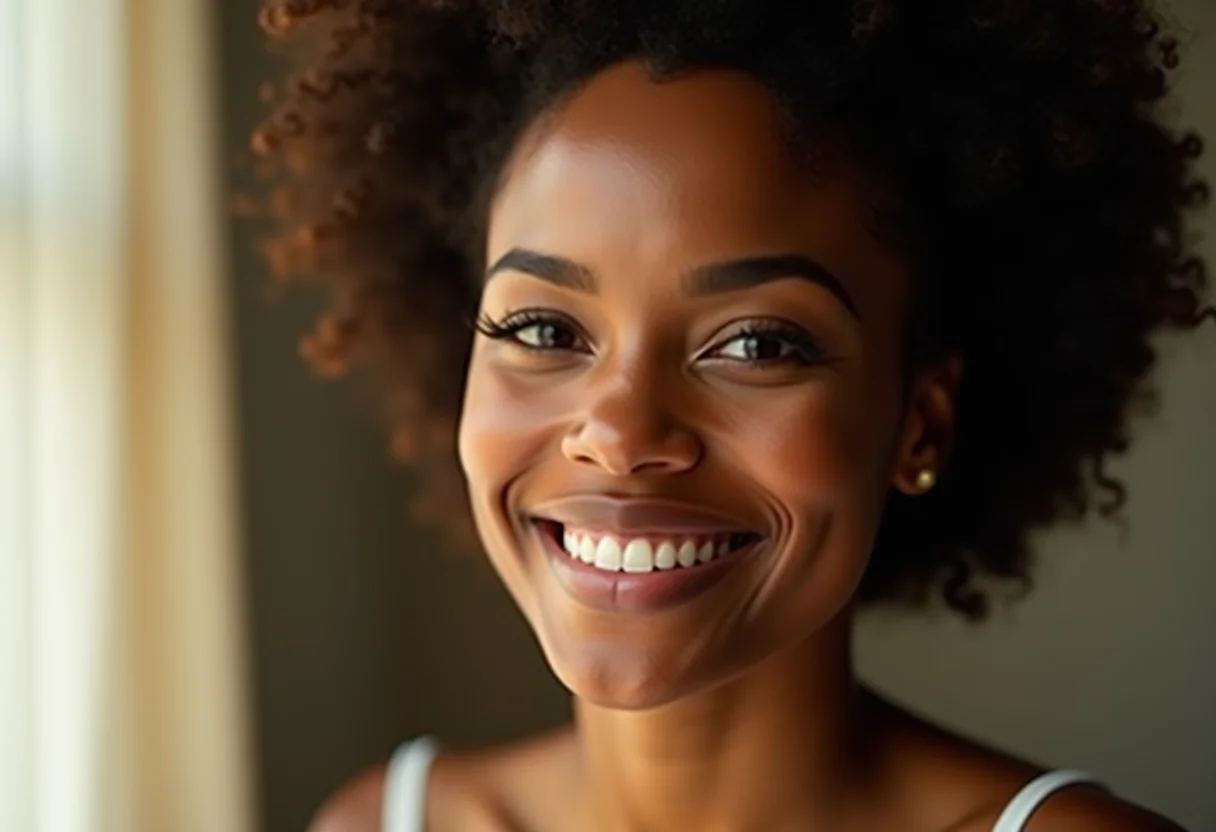 Rosto de mulher brasileira com maquiagem impecável e natural