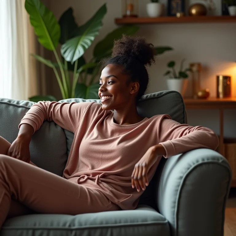 Sala de estar com decoração que reflete a personalidade da moradora