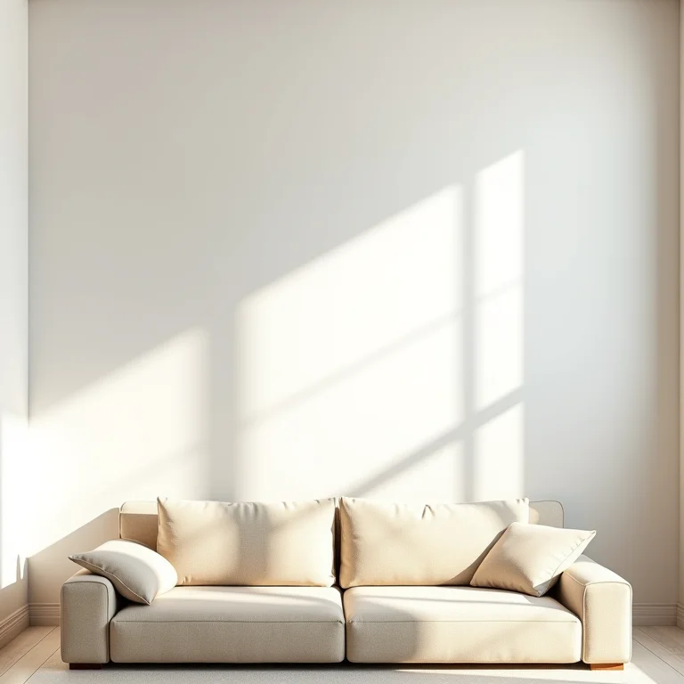 Sala de estar pequena decorada em cores claras e neutras