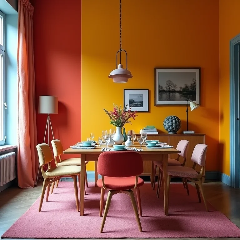 Sala de jantar com cores em desarmonia