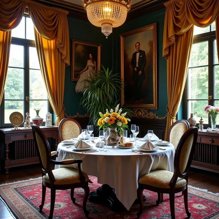 Sala de jantar com excesso de decoração