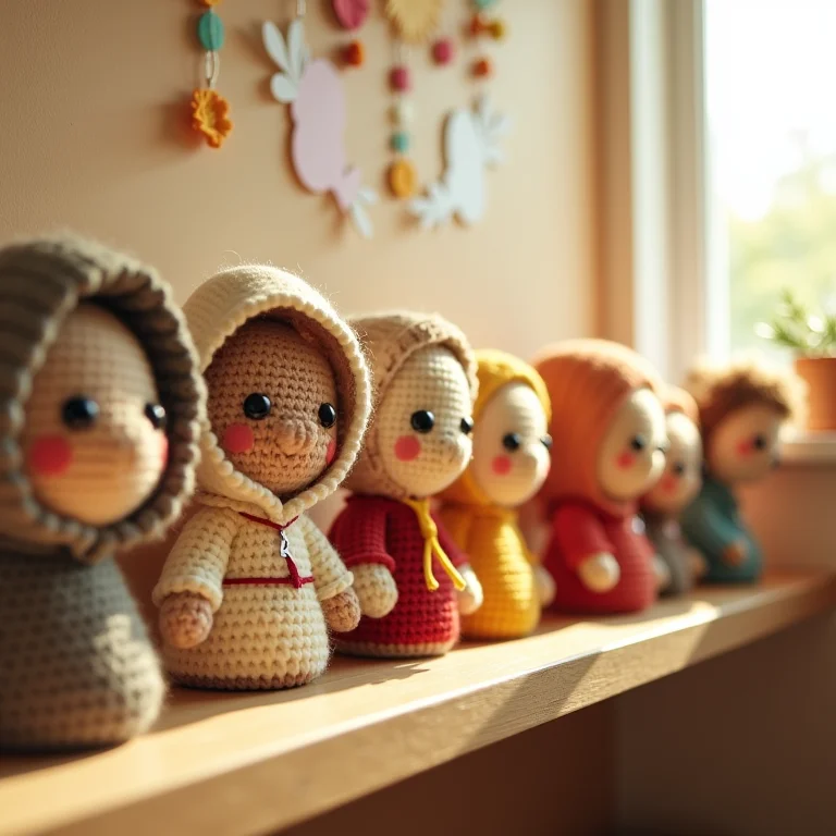 Santinhas de amigurumi coloridas decorando quarto infantil