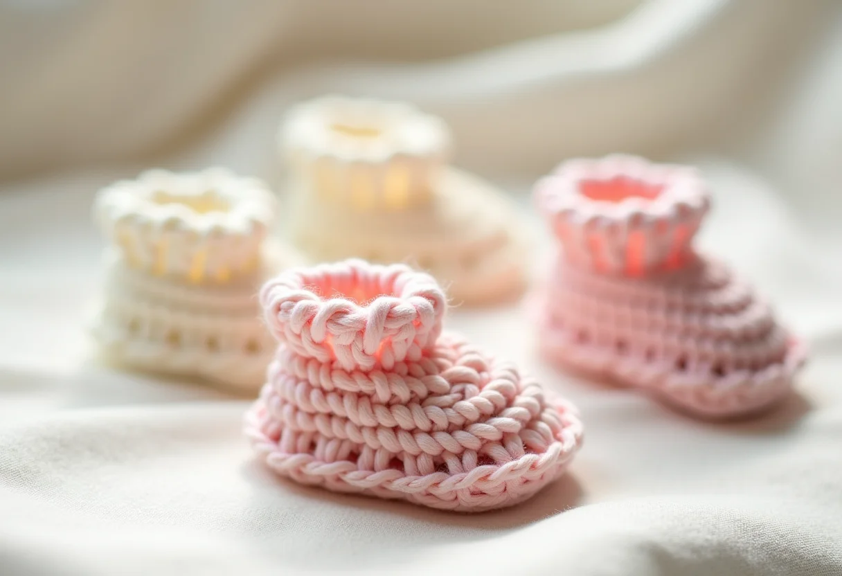 Sapatinhos de crochê para bebês em tons pastel