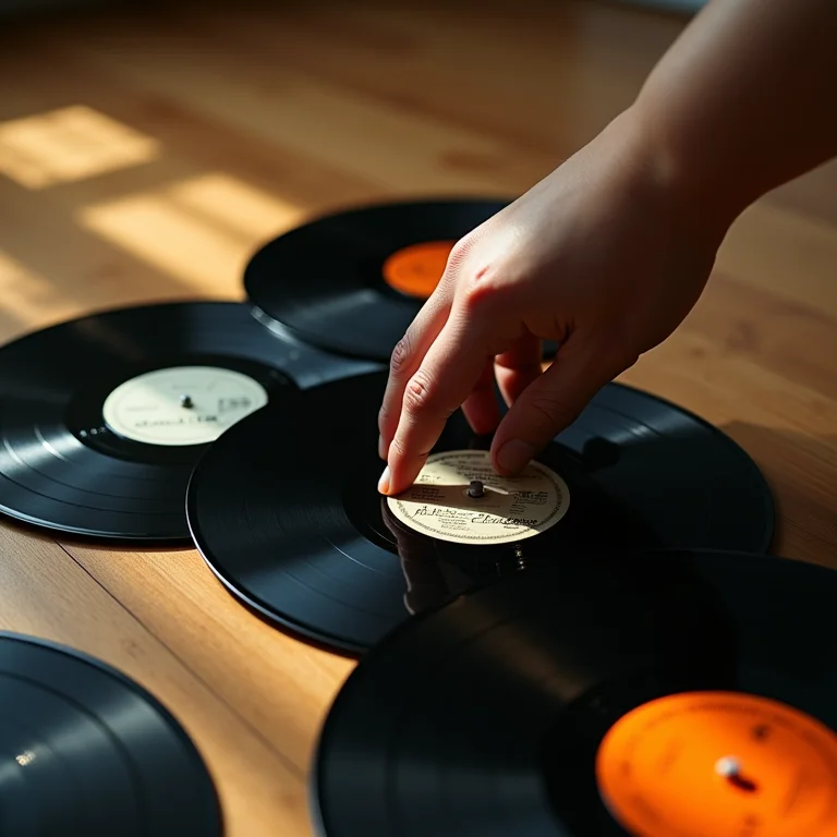 Seleção de discos de vinil para organização