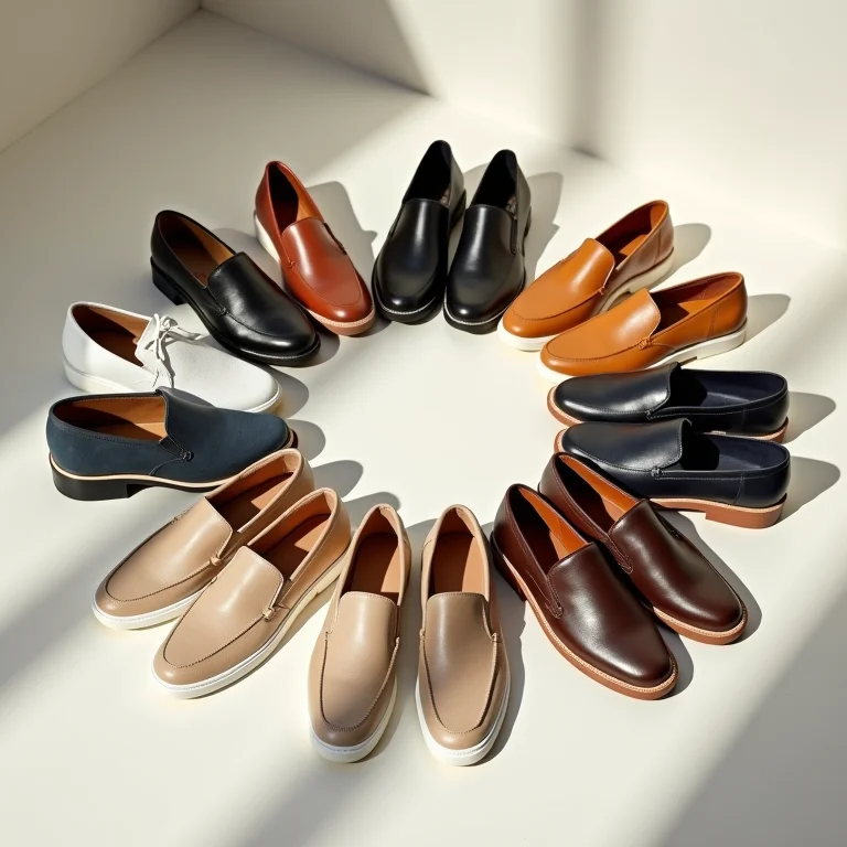 Seleção de sapatos casuais.