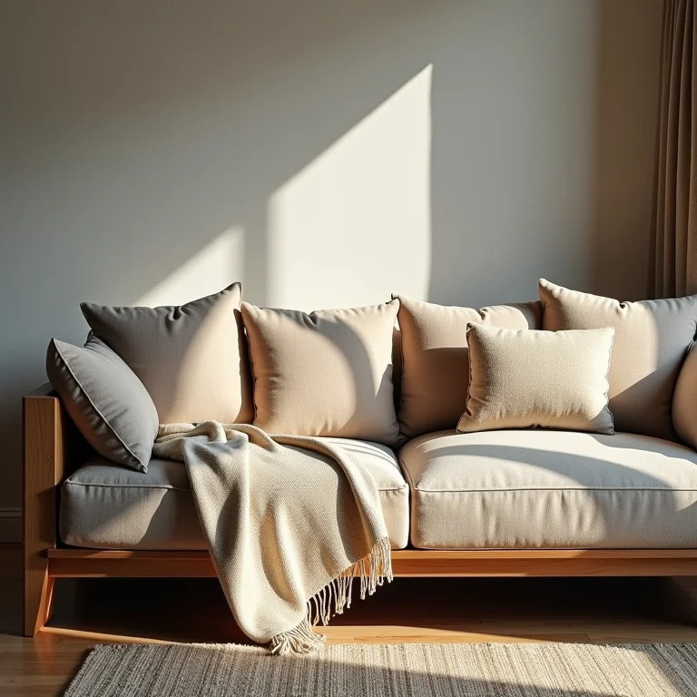 Sofá confortável e elegante em sala de estar