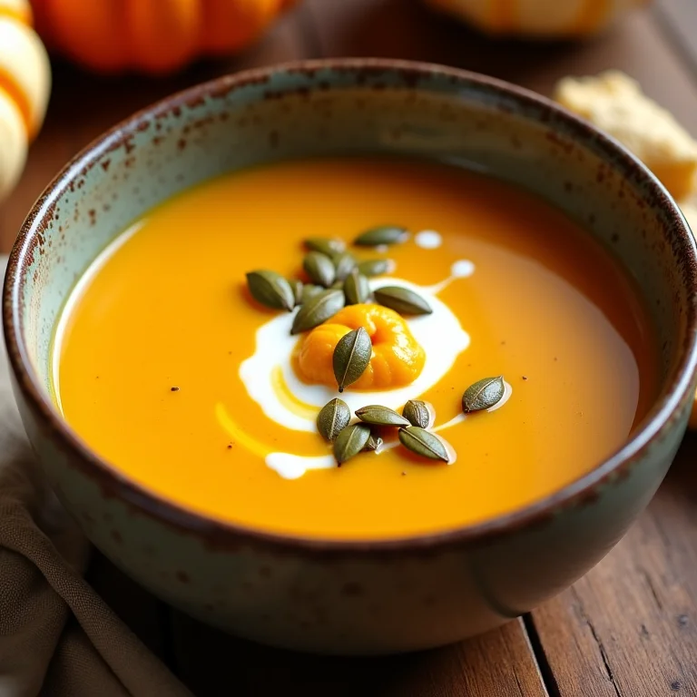 Sopa de abóbora com gengibre em tigela rústica