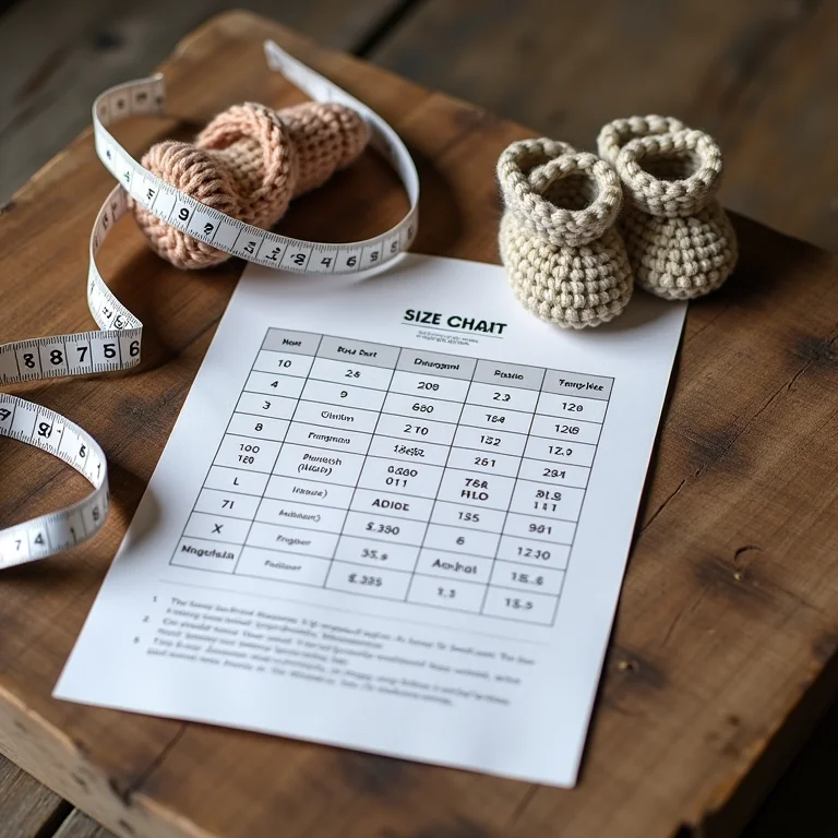 Tabela de tamanhos para sapatinhos de bebê de crochê