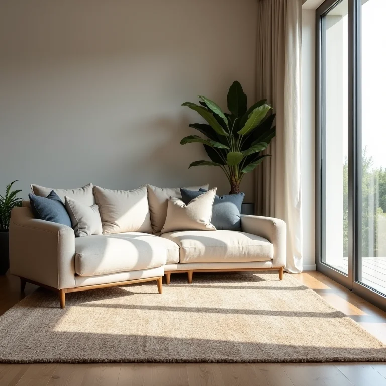 Tapete delimitando espaço em sala de estar pequena