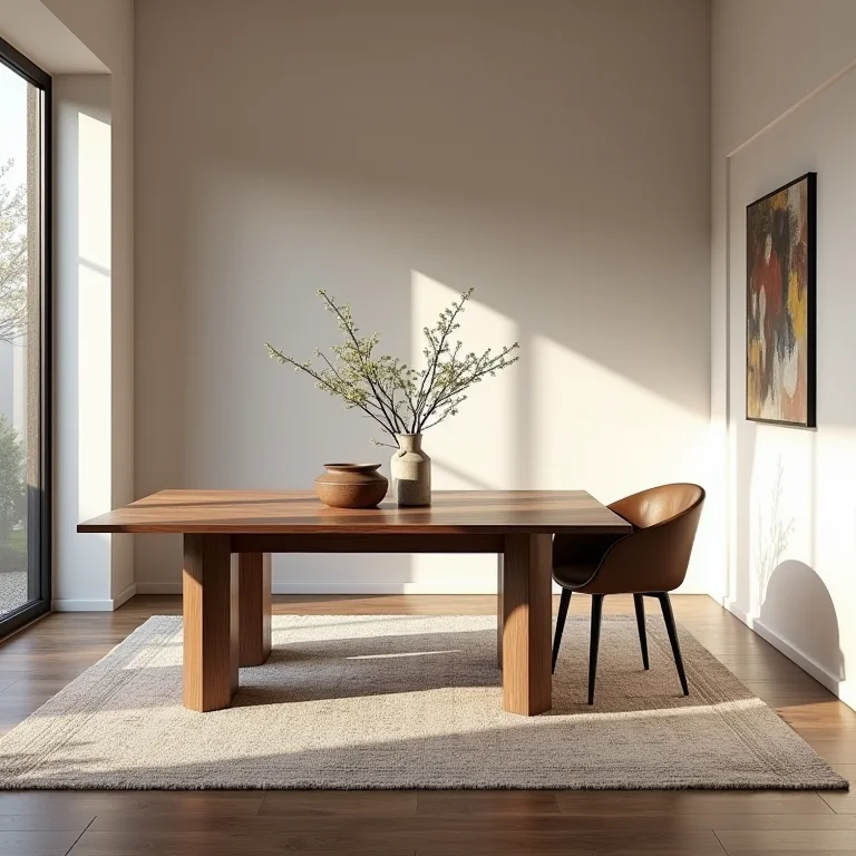 Tapete delimitando espaço em sala de jantar