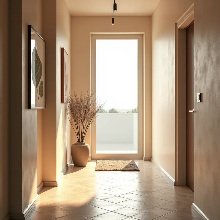 Tapete estampado em hall de entrada