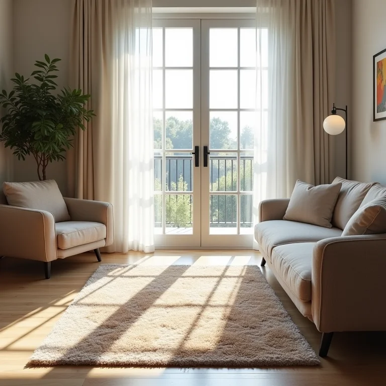 Tapete pequeno e mal posicionado em sala de estar