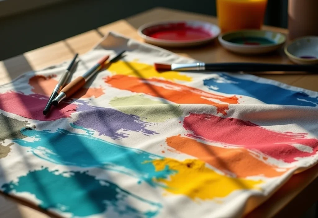 Pintura em tecido para iniciantes: guia prático e sem erros Tecidos pintados com diferentes técnicas de pintura para iniciantes.