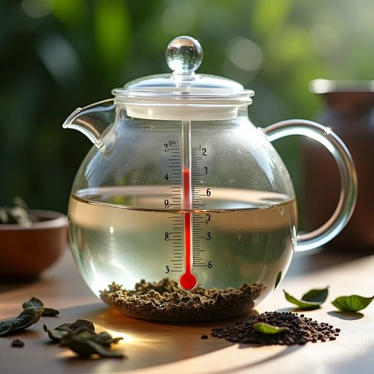 Termômetro medindo a temperatura da água para o chá