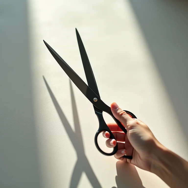 Tesoura afiada cortando feltro com precisão.