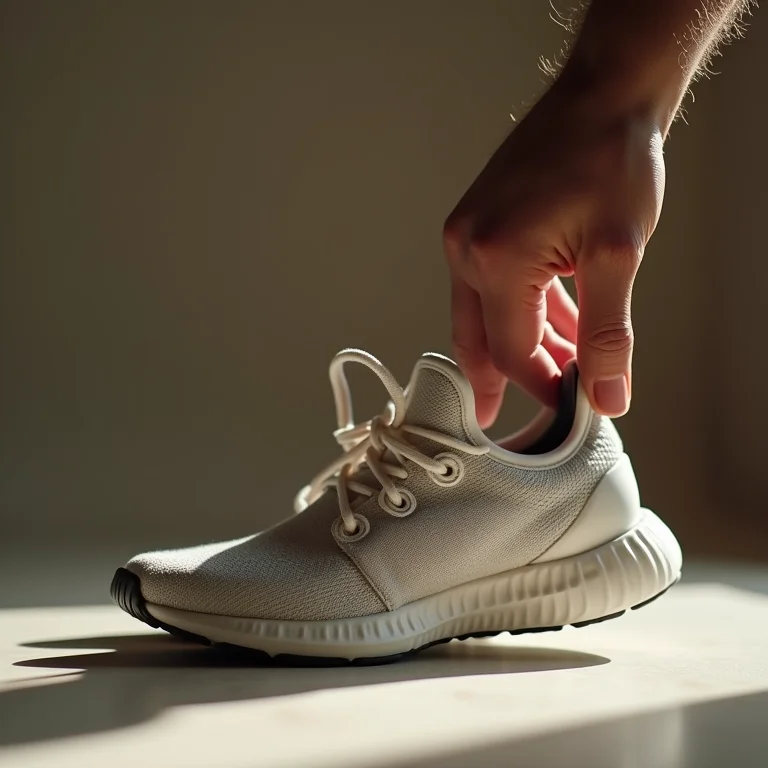 Teste de flexibilidade em um tênis