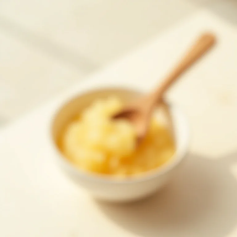 Tigela com esfoliante caseiro de açúcar e mel