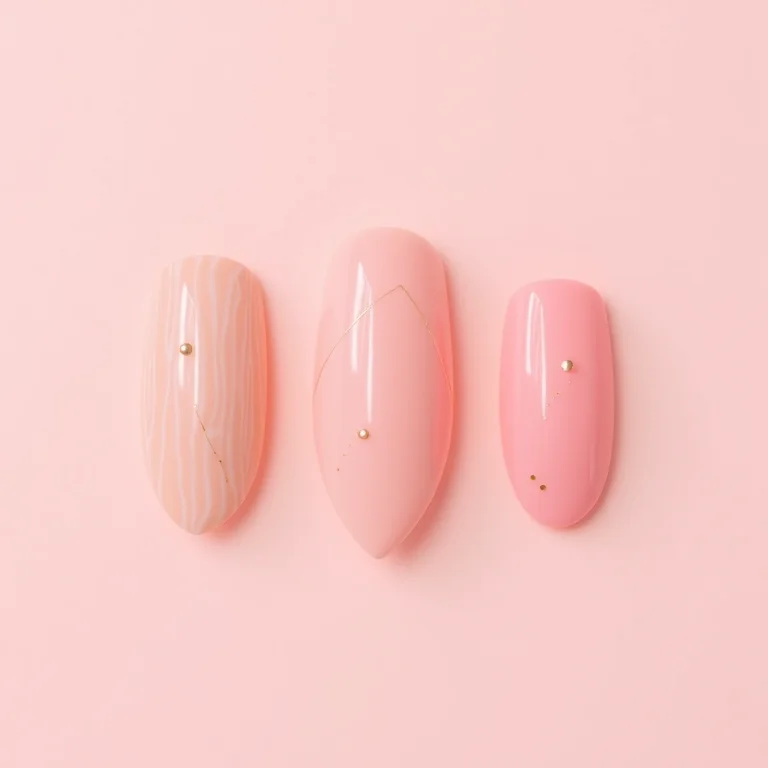 Unhas almond curtas com nail art minimalista