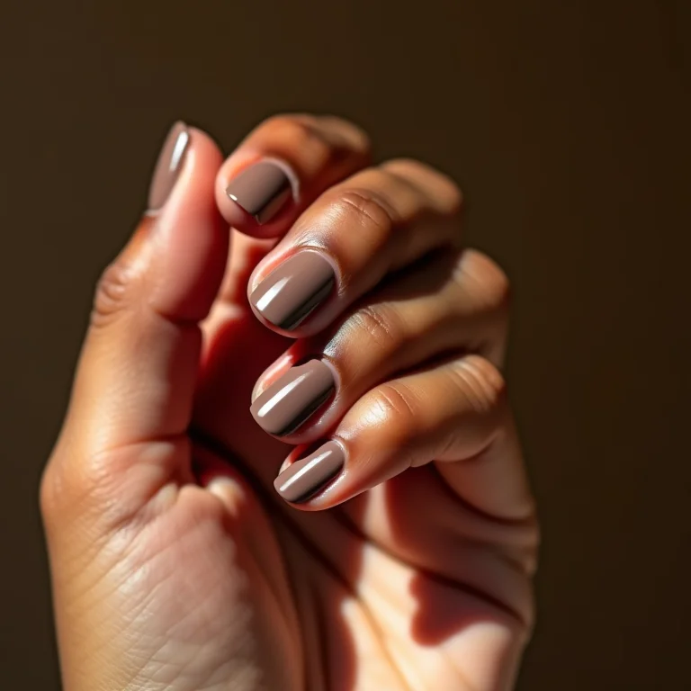 Unhas mocha mousse com filha única em tom contrastante