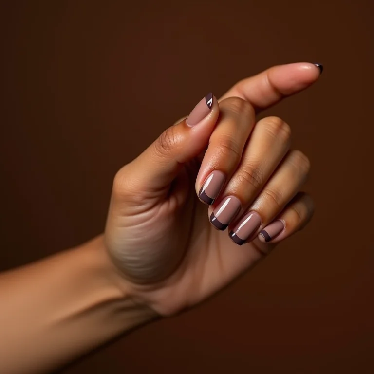 Unhas mocha mousse com francesinha clássica