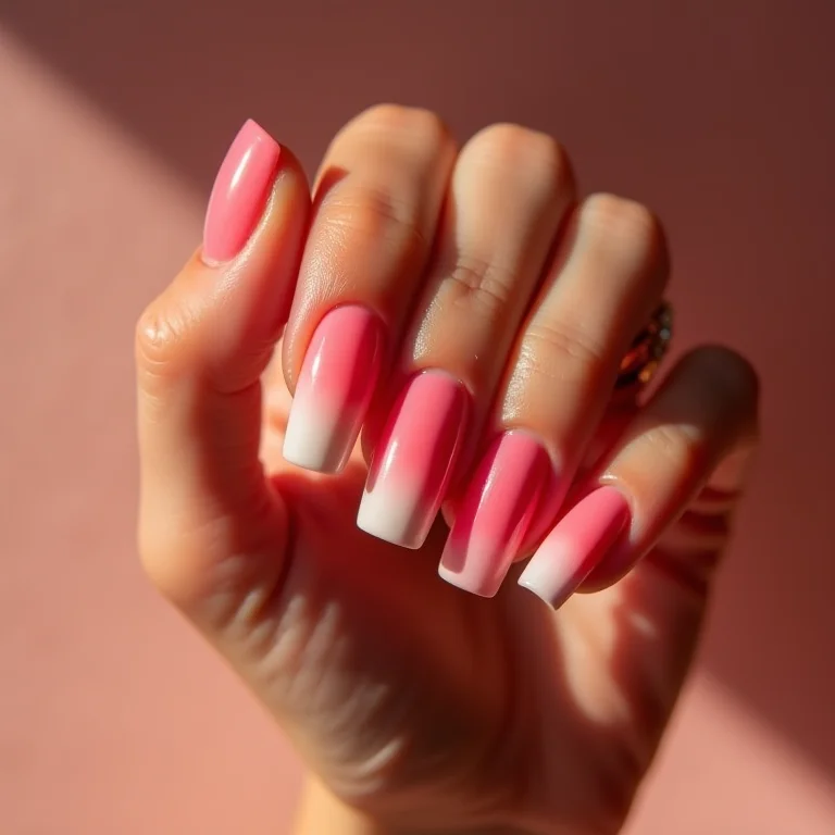 Unhas rosa degradê
