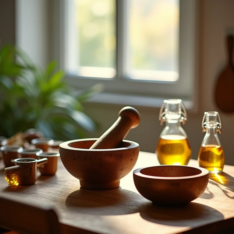 Utensílios essenciais para preparar azeites aromatizados em casa.