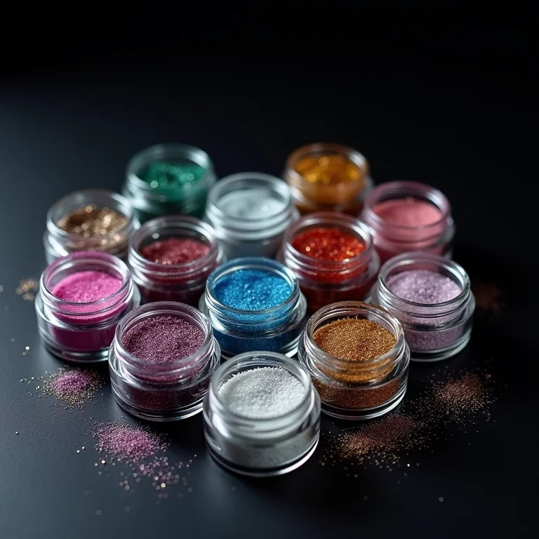 Variedade de glitters para adicionar brilho às joias de resina