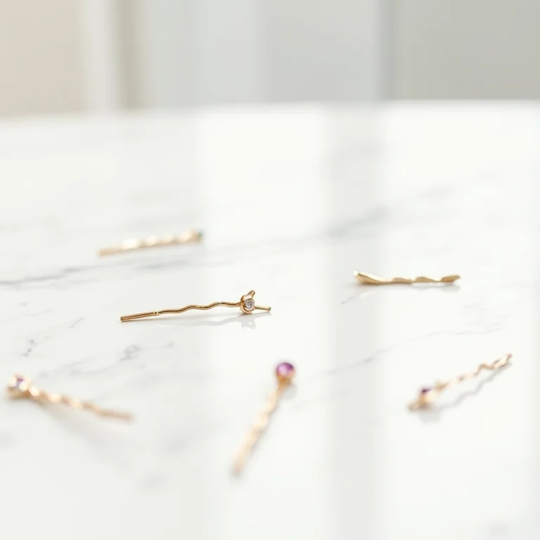 Vários grampos de cabelo decorados em mármore