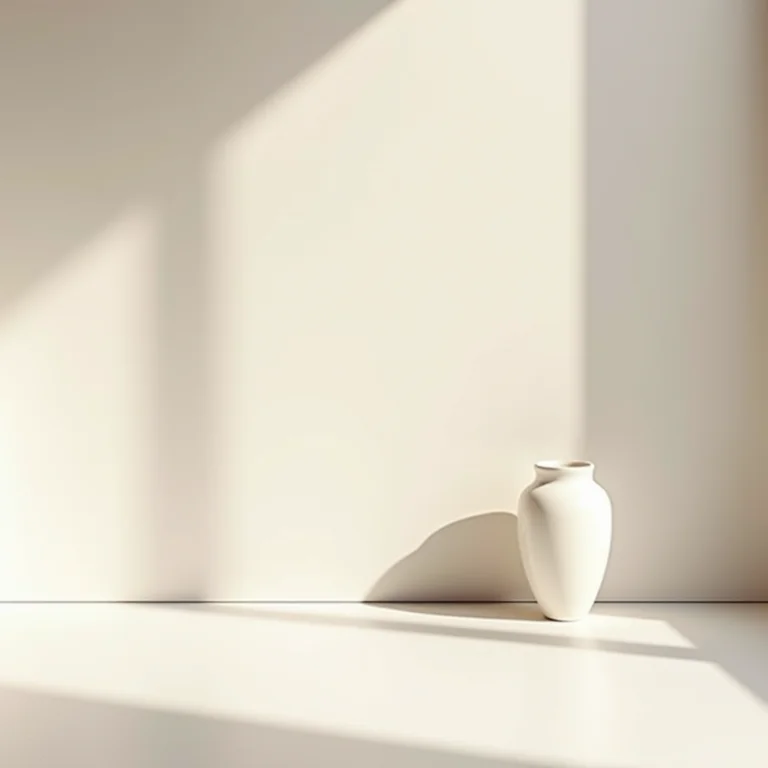 Vaso escultural em sala minimalista.