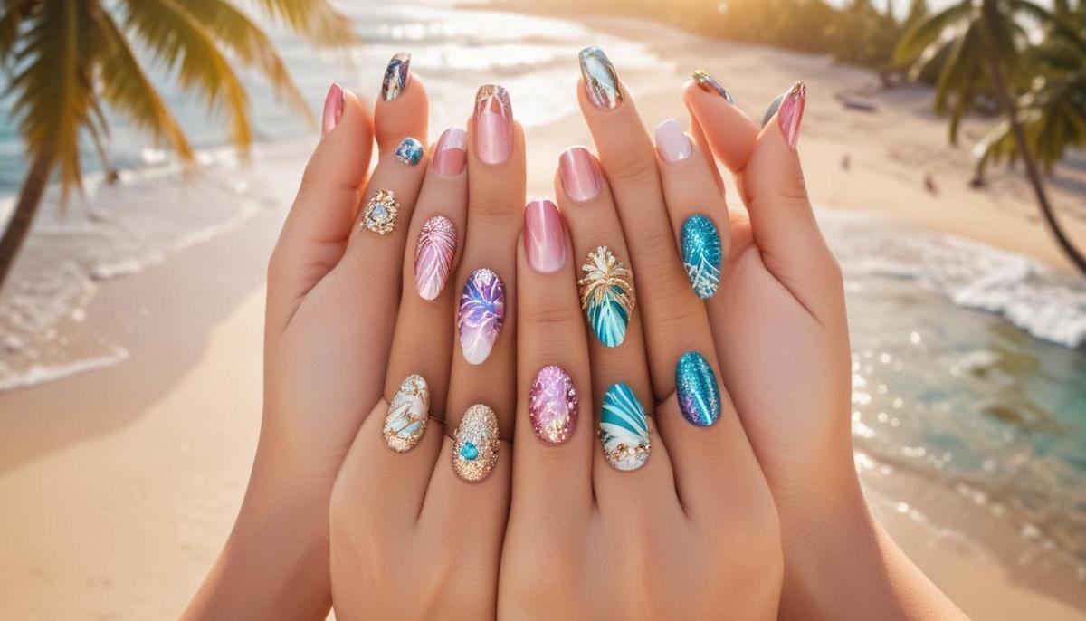Tendências de unhas com brilho para o verão Tendências de unhas com brilho para o verão